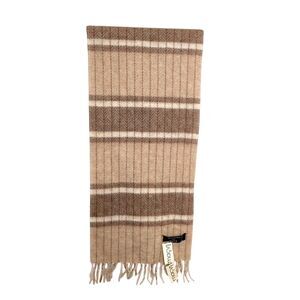 Macys NWT Vintage Wool Striped With Chevron Pattern Made In Germany Scarf Fringe